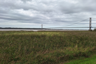 The Humber bank with the bridge in the background