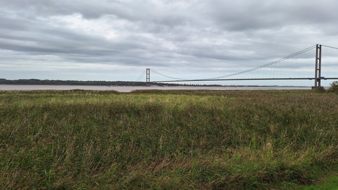 The Humber bank with the bridge in the background