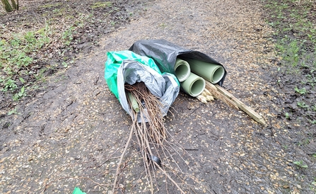 trees and tree guards in bags