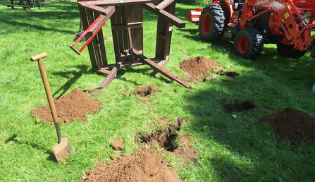 picnic bench being installed at Snipe Dales